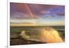 USA, New York, Lake Ontario, Clark's Point. Double rainbow over lake.-Fred Lord-Framed Photographic Print