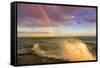 USA, New York, Lake Ontario, Clark's Point. Double rainbow over lake.-Fred Lord-Framed Stretched Canvas