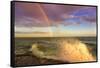 USA, New York, Lake Ontario, Clark's Point. Double rainbow over lake.-Fred Lord-Framed Stretched Canvas