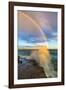 USA, New York, Lake Ontario, Clark's Point. Double rainbow over lake.-Fred Lord-Framed Photographic Print