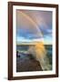 USA, New York, Lake Ontario, Clark's Point. Double rainbow over lake.-Fred Lord-Framed Photographic Print