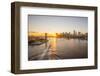 Usa, New York, Lower Manhattan Skyline and Brooklyn Bridge over East River at Sunset-Alan Copson-Framed Photographic Print