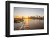 Usa, New York, Lower Manhattan Skyline and Brooklyn Bridge over East River at Sunset-Alan Copson-Framed Photographic Print