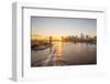 Usa, New York, Lower Manhattan Skyline and Brooklyn Bridge over East River at Sunset-Alan Copson-Framed Photographic Print