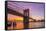 Usa, New York, Manhattan, Brooklyn Bridge and Manhattan Bridge across the East River at Sunrise-Alan Copson-Framed Stretched Canvas