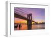 Usa, New York, Manhattan, Brooklyn Bridge and Manhattan Bridge across the East River at Sunrise-Alan Copson-Framed Photographic Print