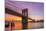 Usa, New York, Manhattan, Brooklyn Bridge and Manhattan Bridge across the East River at Sunrise-Alan Copson-Mounted Photographic Print