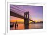 Usa, New York, Manhattan, Brooklyn Bridge and Manhattan Bridge across the East River at Sunrise-Alan Copson-Framed Photographic Print