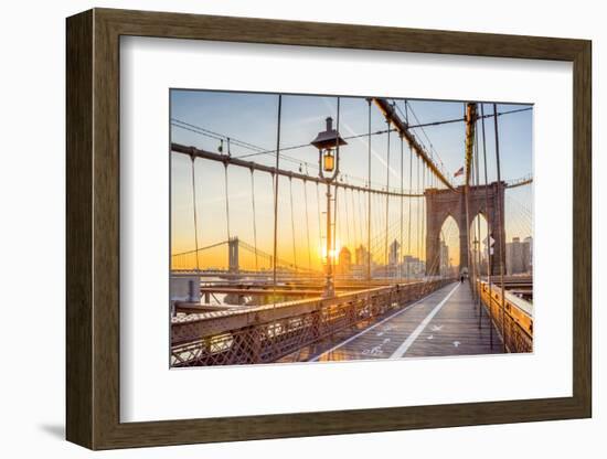 Usa, New York, Manhattan, Brooklyn Bridge at Sunrise-Alan Copson-Framed Photographic Print