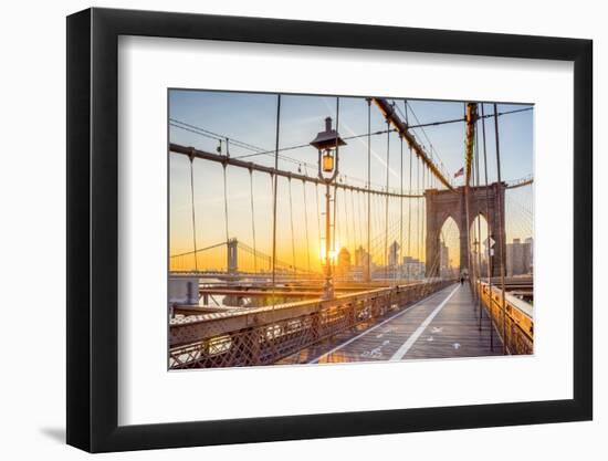 Usa, New York, Manhattan, Brooklyn Bridge at Sunrise-Alan Copson-Framed Photographic Print