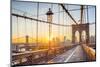 Usa, New York, Manhattan, Brooklyn Bridge at Sunrise-Alan Copson-Mounted Photographic Print