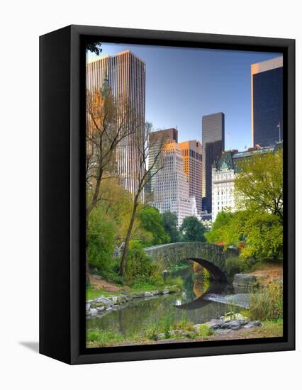USA, New York, Manhattan, Central Park, the Pond-Alan Copson-Framed Stretched Canvas