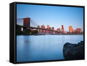 USA, New York, Manhattan, Downtown Financial District and Brooklyn Bridge-Alan Copson-Framed Stretched Canvas