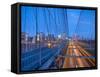 USA, New York, Manhattan, Downtown Financial District and Brooklyn Bridge-Alan Copson-Framed Stretched Canvas