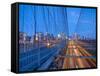 USA, New York, Manhattan, Downtown Financial District and Brooklyn Bridge-Alan Copson-Framed Stretched Canvas