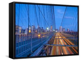 USA, New York, Manhattan, Downtown Financial District and Brooklyn Bridge-Alan Copson-Framed Stretched Canvas