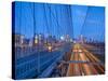 USA, New York, Manhattan, Downtown Financial District and Brooklyn Bridge-Alan Copson-Stretched Canvas