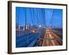 USA, New York, Manhattan, Downtown Financial District and Brooklyn Bridge-Alan Copson-Framed Photographic Print