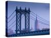 USA, New York, Manhattan, Manhattam Bridge and Empire State Building-Alan Copson-Stretched Canvas