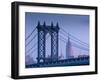USA, New York, Manhattan, Manhattam Bridge and Empire State Building-Alan Copson-Framed Photographic Print
