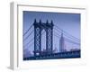 USA, New York, Manhattan, Manhattam Bridge and Empire State Building-Alan Copson-Framed Photographic Print