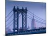 USA, New York, Manhattan, Manhattam Bridge and Empire State Building-Alan Copson-Mounted Photographic Print