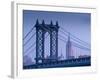 USA, New York, Manhattan, Manhattam Bridge and Empire State Building-Alan Copson-Framed Photographic Print