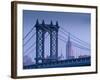 USA, New York, Manhattan, Manhattam Bridge and Empire State Building-Alan Copson-Framed Photographic Print