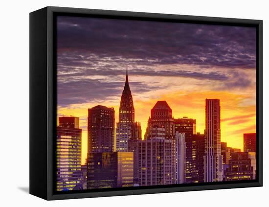 USA, New York, Manhattan, Midtown Skyline and Chrysler Building-Alan Copson-Framed Stretched Canvas