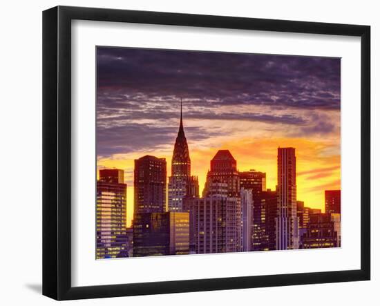 USA, New York, Manhattan, Midtown Skyline and Chrysler Building-Alan Copson-Framed Photographic Print