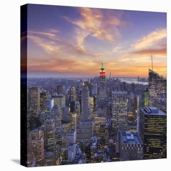 Usa, New York, Manhattan, Top of the Rock Observatory, Midtown Manhattan and Empire State Building-Michele Falzone-Stretched Canvas