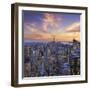 Usa, New York, Manhattan, Top of the Rock Observatory, Midtown Manhattan and Empire State Building-Michele Falzone-Framed Premium Photographic Print