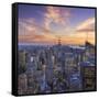 Usa, New York, Manhattan, Top of the Rock Observatory, Midtown Manhattan and Empire State Building-Michele Falzone-Framed Stretched Canvas