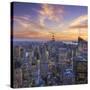 Usa, New York, Manhattan, Top of the Rock Observatory, Midtown Manhattan and Empire State Building-Michele Falzone-Stretched Canvas