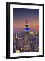 Usa, New York, Manhattan, Top of the Rock Observatory, Midtown Manhattan and Empire State Building-Michele Falzone-Framed Premium Photographic Print