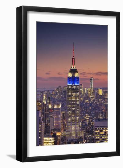 Usa, New York, Manhattan, Top of the Rock Observatory, Midtown Manhattan and Empire State Building-Michele Falzone-Framed Premium Photographic Print