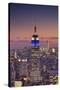 Usa, New York, Manhattan, Top of the Rock Observatory, Midtown Manhattan and Empire State Building-Michele Falzone-Stretched Canvas