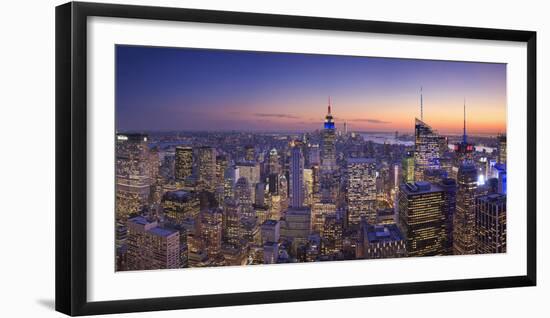 Usa, New York, Manhattan, Top of the Rock Observatory, Midtown Manhattan and Empire State Building-Michele Falzone-Framed Photographic Print