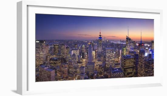 Usa, New York, Manhattan, Top of the Rock Observatory, Midtown Manhattan and Empire State Building-Michele Falzone-Framed Photographic Print