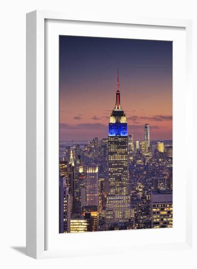 Usa, New York, Manhattan, Top of the Rock Observatory, Midtown Manhattan and Empire State Building-Michele Falzone-Framed Photographic Print