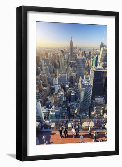 Usa, New York, Manhattan, Top of the Rock Observatory, Midtown Manhattan and Empire State Building-Michele Falzone-Framed Photographic Print