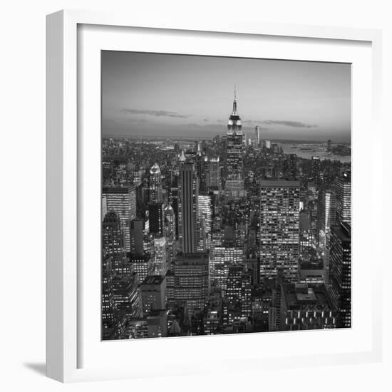 Usa, New York, Manhattan, Top of the Rock Observatory, Midtown Manhattan and Empire State Building-Michele Falzone-Framed Photographic Print