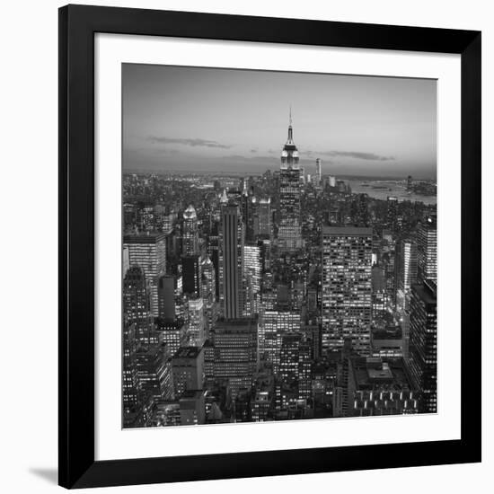 Usa, New York, Manhattan, Top of the Rock Observatory, Midtown Manhattan and Empire State Building-Michele Falzone-Framed Photographic Print