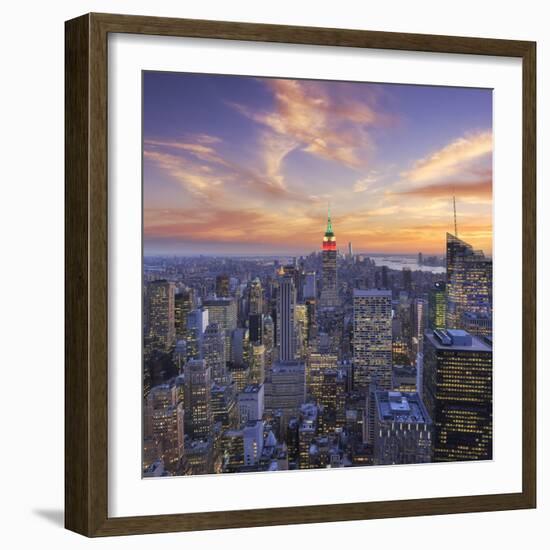 Usa, New York, Manhattan, Top of the Rock Observatory, Midtown Manhattan and Empire State Building-Michele Falzone-Framed Photographic Print