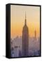 Usa, New York, Midtown and Lower Manhattan, Empire State Building and Freedom Tower-Alan Copson-Framed Stretched Canvas