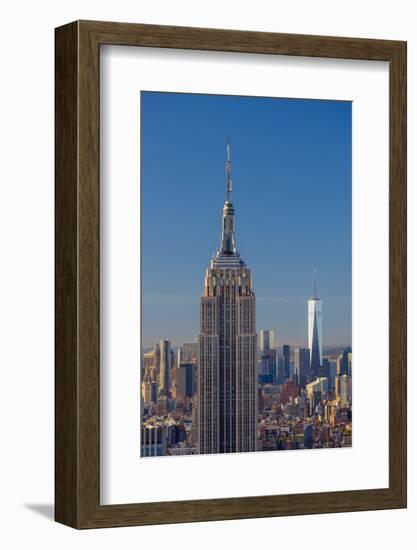 Usa, New York, Midtown and Lower Manhattan, Empire State Building and Freedom Tower-Alan Copson-Framed Photographic Print