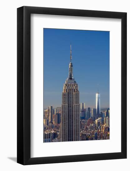 Usa, New York, Midtown and Lower Manhattan, Empire State Building and Freedom Tower-Alan Copson-Framed Photographic Print