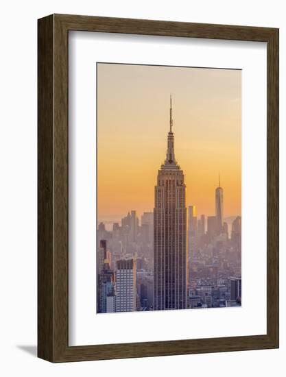 Usa, New York, Midtown and Lower Manhattan, Empire State Building and Freedom Tower-Alan Copson-Framed Photographic Print