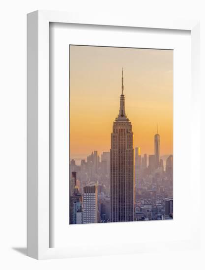 Usa, New York, Midtown and Lower Manhattan, Empire State Building and Freedom Tower-Alan Copson-Framed Photographic Print