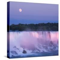 Usa, New York, Moon over American Falls at Dusk-Darwin Wiggett-Stretched Canvas
